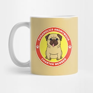 Pugaholics Anonymous Charter Member Pug Dog Lover (Tan) Mug